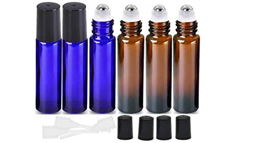 image for HINNASWA Essential Oil Roller Bottles, Empty Refillable Roll on Glass 