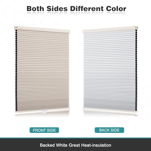 Changshade Cordless Cellular Shades,Blackout Honeycomb Shades for Windows,Pull Down Pleated Blinds,Easy to Install for Indoor Windows and French Doors,Beige Blackout-Color Coordinated,22" w x 36" h by Changshade - Image 6
