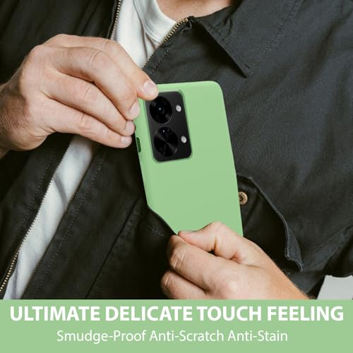 Image of LIRAMARK Liquid Silicone Soft Back Cover Case for OnePlus Nord 2T 5G / 1+Nord 2T 5G (Mint Green)