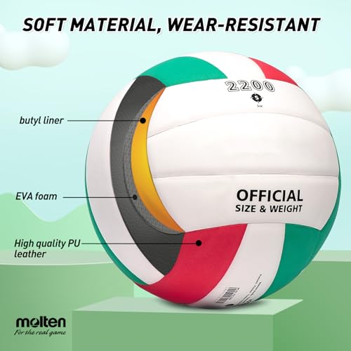 Image of Soft Rubber Lightweight Volleyball for Indoor Training Game Competition, Gym, Outdoor Beach Play, Gift for Kids,Fit for Beginner, Teenager, Adult, 1pcs