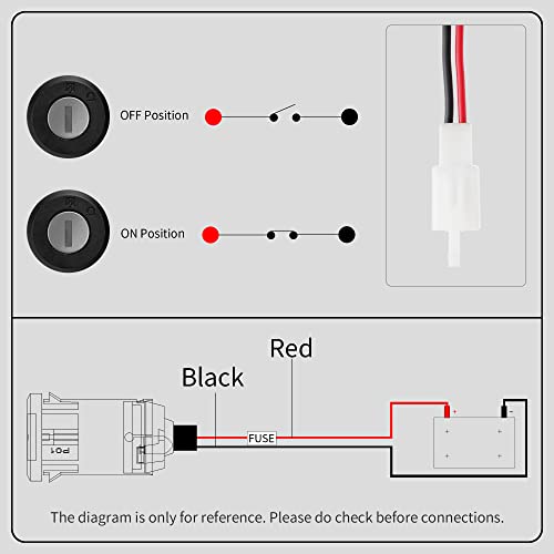 image for WEIYINGSI Ignition Key Switch Lock 2 Wire - Key Switch Starter Parts f