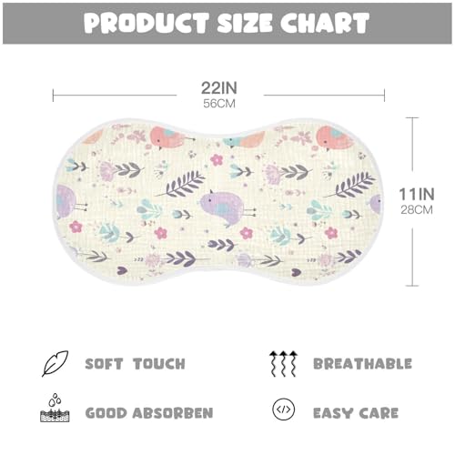 4 Pack Baby Burp Cloths, Soft Absorbent Burping Cloths for Babies, Cotton Milk Spit Up Rags, Large Size for Newborns, Baby Boys and Girls (Pastel Bird Florals)4