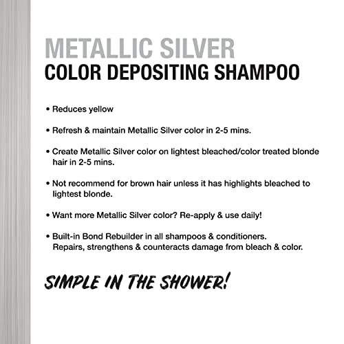 Metallic Silver Color Depositing Shampoo Semi Permanent Hair Color with BondHeal Bond Rebuilder - Silver Hair Dye, 6.4 oz