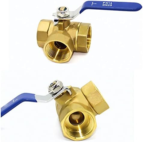 Brass Three-Way Ball Valve, 3/4" 1" Tap T-Type Brass Ball Valve Female Thread Full Port Pipe Ball Valve for Water, Oil and Steam 3/4inch 1inch, 3-Way Pipe Ball Valve (Size : DN20 3/4")