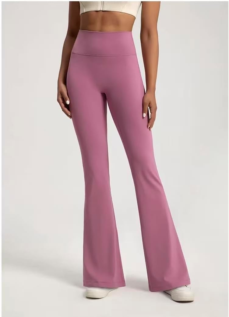 Women's High Waisted Nude Feeling Cinching Belly and Lifting Buttocks Bell Bottom Pants Elastic Yoga Pants