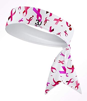 Multi. Breast Cancer Ribbons B3 U Athletics B3-Dry Head Tie Headband - Black, White, Pink,