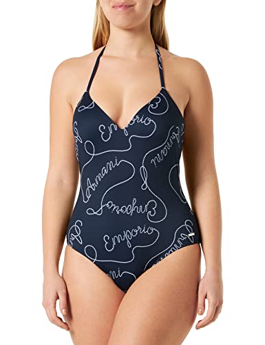 Maillot de bain une pièce Emporio Armani rembourré logomania noir pour femme chic