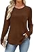 WIHOLL Fall Outfits for Women 2025 Long Sleeve Shirts Womens Sweaters Business Casual Waffle Knit Tops for Teachers Crew Neck Cruise Travel Outfits Teen Girl Loose Fit Chocolate Brown Fall Clothes S
