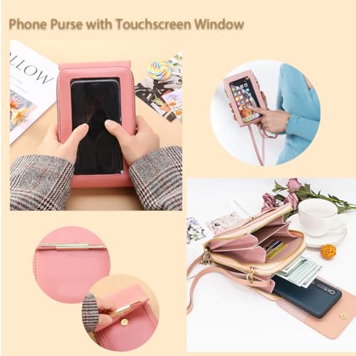 Anti-Theft Leather Bag,Small Crossbody Cell Phone Purse Wallet for Women,Touchscreen Phone Purse Crossbody Bag with Strap2