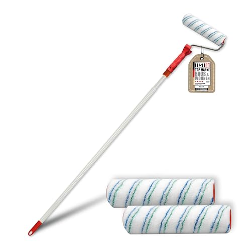 mako PROFI Farbroller EASYTEX 25 cm mit Teleskopstab 110-200 cm inkl. 3 Malerwalzen Farbroller für alle Heim- und Handwerker-Malerprojekte Malerwerkzeug in Profi Qualität