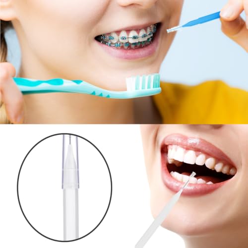 Image of Patelai 100 Pieces Braces Dental Brush for Cleaner Interdental Toothpick Dental Tooth Flossing Head Oral Hygiene Flosser Toothpick Cleaners Tooth Tool (White,Blue,Black,Mixed Size)