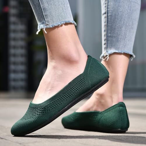Image of poemlady Women's Ballet Flat Shoes Dress Shoes Knit Round Toe Slip On Ballerina Walking Flats Shoes for Woman Low Wedge Casual