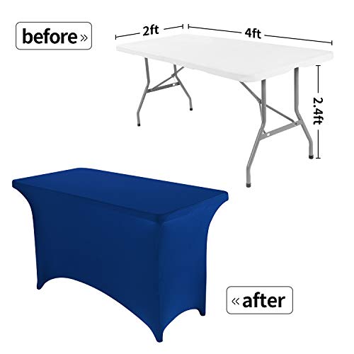 Image of Peomeise 4FT Spandex Table Cover Rectangular Stretch Spandex Tablecloth (Classic Blue,4FT)