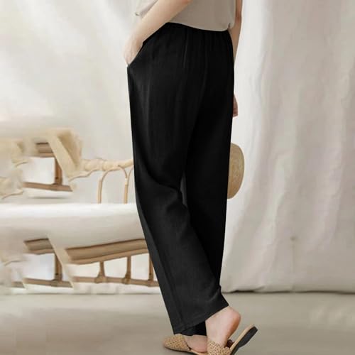 Womens High Waisted Wide Leg Pants Casual Loose Palazzo with Pockets Elastic High Waist Drawstring Lounge Trousers3