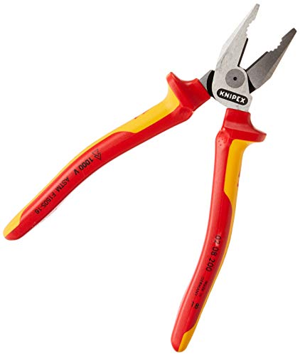 KNIPEX Ferramentas – Alicate de combinação de alta alavancagem, isolado de 1000 V (0208200US), 20 cm