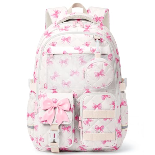 WOBAGMEN Quilted Backpack for Girls with Mesh...