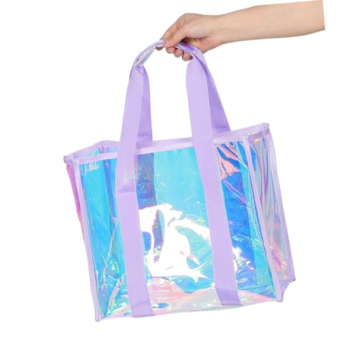 FRCOLOR Large Capacity Beach Bag for Women Straw Beach Tote Bag Iridescent Pool Storage Coastal Tote Travel Pouch Summer Outings Accessory4