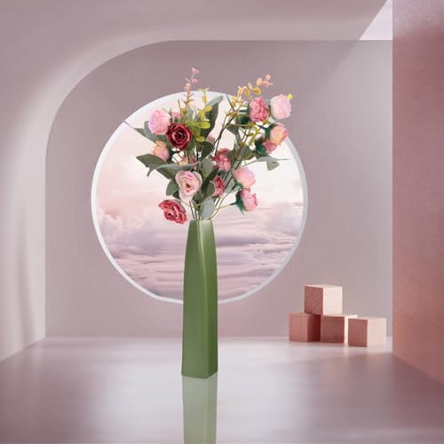 Jarrón de cerámica verde con base estable para arreglos florales 7
