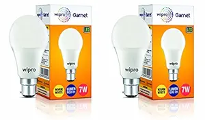 wipro Garnet N70002 B22 7-Watt LED Bulb (Warm White/Golden Yellow) -Pack of 2