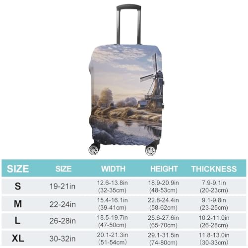 Traditional Windmill Luggage Cover Tsa Approved Suitcase Covers for Luggage Elastic Washable Suit Case Covers Anti-Scratch Travel Luggages Sleeve Suitcase Protector Fits 19-30 Inch Case(S)2
