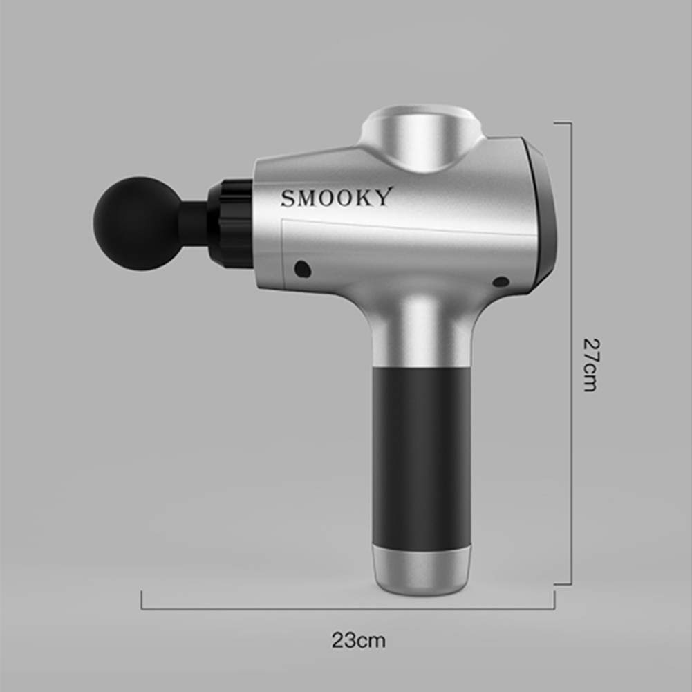 Pistola per Massaggi, Massaggiatore Muscolare per Tessuti Profondi Palmare, 55DB 2400mAh Pistola A Fascia Regolabile A 3 velocità con 6 Teste di Massaggio, Riduzione del Rumore Intelligente