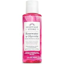 HERITAGE STORE Rosewater & Glycerin Hydrating Facial Splash - Dry Combination Skin Care - Rose Water with Vegetable Glycerine - Made w/out Dyes or Alcohol, Hypoallergenic, Vegan, 4oz