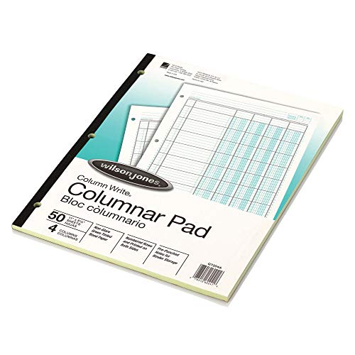 Jones Columnar Pad, Columnwrite, 8-1/2" X 11", 4 Columns, 50 Sheets Per Pad #TOP23