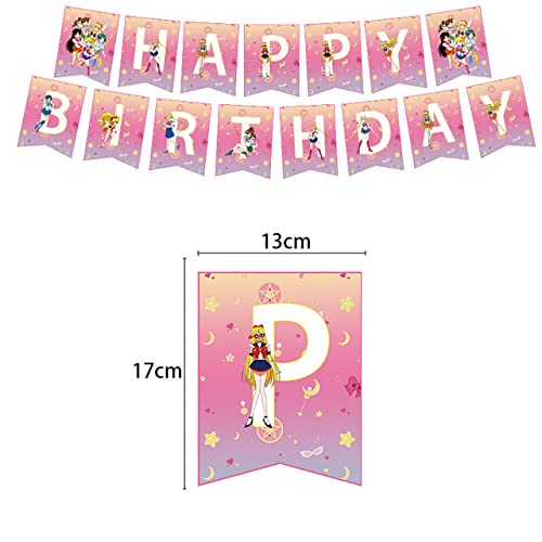 Anime Theme Party Supplies Birthday Decoration For Kids Include 15 Balloons, 1 Banner, 1 Cake Toppers, 12 Cupcake Toppers, 2 Balloon Ribbons #TOP3