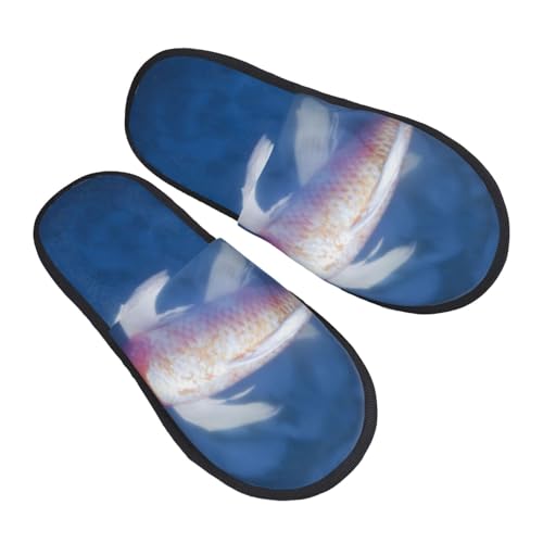 鯉が水の中を泳ぐ スリッパ 冬 秋 室内 メンズ レディース 自宅用 来客用 職場 もこもこ 暖かい 軽くて磨耗に強く柔らかい 洗いやすく、持ち運びに便利 男女兼用 M