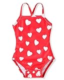 Infant Baby Girls One Piece Swimsuit Heart Bathing Suit Adjustable Valentines Swimwear Beach Wear 6-12 Months Red