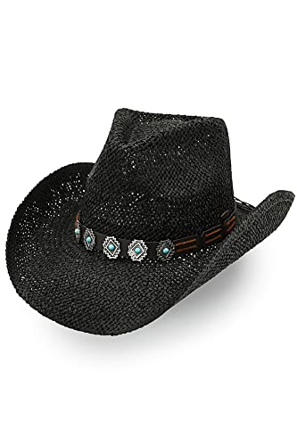 ScarvesMe Women Turquoise Charm Trim Band Cowboy Hat