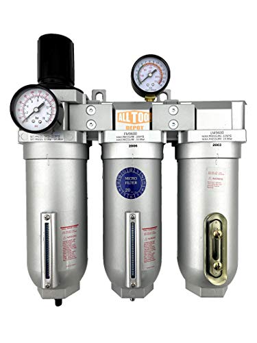 3/4" NPT SUPER DUTY Industrial Grade Filter Regulator Coalescing Desiccant Dryer System For Compressed Air Lines, Metal Bowls, Great For Paint Spray And Plasma Cutter (AUTO DRAIN)