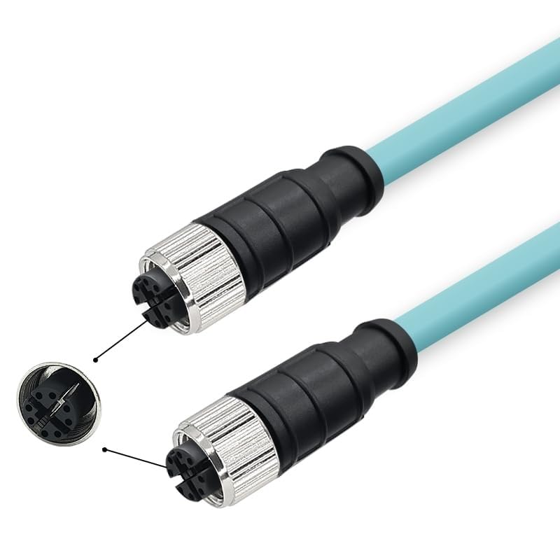 M12 to M12 Cat7 Ethernet Cable, 10Gbps Gigabit, IP67 Rated Waterproof Dustproof, Flexible PUR Jacket for Industrial Automation, Robotics (8 Pin X-Code Female to Female, 10 Meter)
