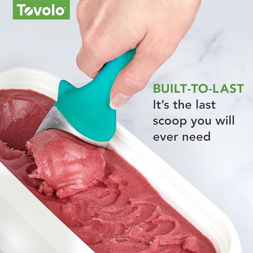 Image of Tovolo Ice Cream Scoop Tropical Breeze Seafoam Green Dishwasher Safe Heavy Duty Ice Cream Scooper with Elevated Tilt Up Design, Heat Retaining Ice Cream Scoops with Non Slip Handle for Cookie Dough
