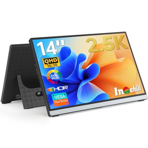 Intehill 14" Portable Monitor 2.5K, 2560x1600 Portable Screen for Laptop,