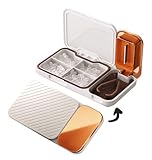 MURRI&MURRDI Pill Organizer with Pill Splitter Cutter, 4 Compartments Small Portable Medicine Case for Purse Pocket, Pill Vitamin Dispenser Holder, White