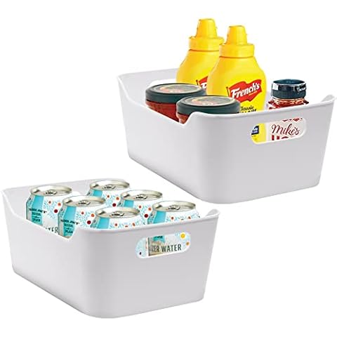 bHome Plastic Storage Bins For Kitchen Organization, Pantry Organization and Storage, Closet Organizers & Storage Containers - Baskets for Organizing Cabinets, Freezer, & Fridge Organizer Bin Set of 2 Cover