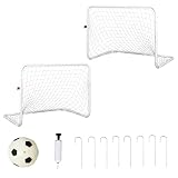 HOMCOM Set de 2 Porterías de Fútbol para Niños y Adultos 78x46x56 cm Blanco