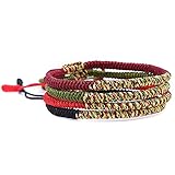 Handmade Weave Tibetan Buddhist Woven Knots Bracelets Mens Womens Lucky Red String Bracelets for Protection Jewelry (4pcs colorful)