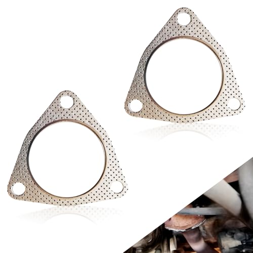 Image of Eratus 2 PCS Automobile Exhaust Pipe Interface Turbocharger Gasket, 2.99 inch ID Three-hole High Temperature High Pressure Leakproof Flange Seal, Modified Replacement Accessories, for Cars (Silver)