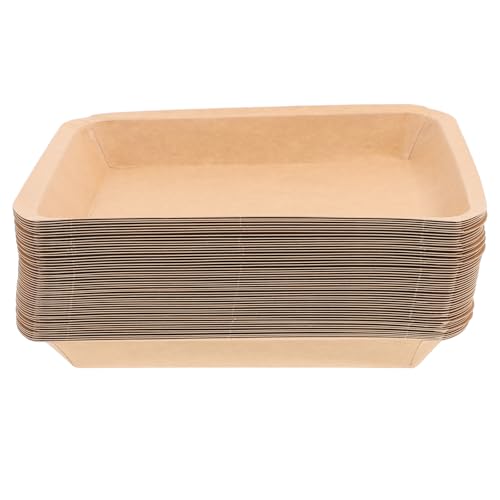 EXCEART Bandejas Desechables para Comida de Papel Fáciles de Sostener y Transportar 50 Color Caqui Ideales para Mariscos, Cangrejos y Actividades a Gran Escala