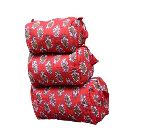 Sac de maquillage voyage coton fleuri pour organiser vos produits de beauté en vacances