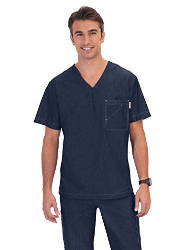KOI Earl Yarn-dye Men's Scrub Top with 4 Pockets