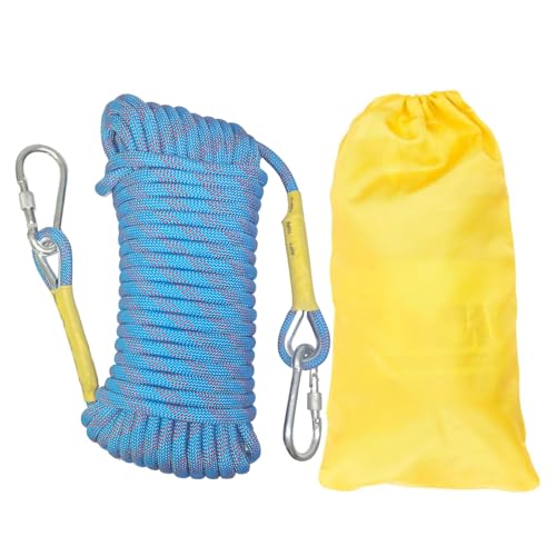 Gangying Kletterseil 8mm Outdoor Seil Statisches Kletterseil 5m Feuerrettungs-Fallschirm-Seil Geflecht Nylon Seil mit 2 Stahlhaken für Wandern Outdoor Bergsteigen Sport Camping