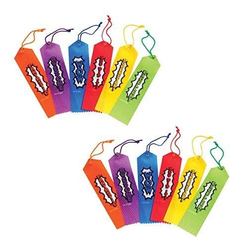U.S. TOYS 24 Assorted Comic Book Super Hero Themed Ribbon Awards - Two Packs of 12 Ribbons