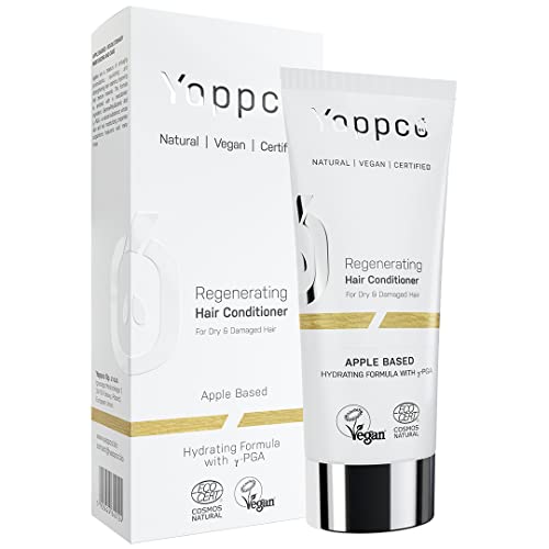 Acondicionador Regenerador Tratamiento Cabello Dañado y Seco Reparador Pelo muy Dañado Cosmética Natural a Base de Manzanas y y-PGA | Vegano | Ecocert | Cruelty Free | Yappco | 200 ml Cover