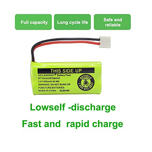 Geilienergy 2.4V Rechargeable Batteries Compatible With At&T/Lucent Bt18433 Bt184342 Bt-18433 Bt-184342 Bt-28433 Bt-284342 Bt-1011 Bt-6010 Bt-8000 Bt-8001 Bt-8300 Empire Cph-515D Cph515D(Pack Of 3) #TOP5