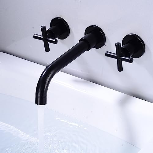 Mitigeur de lavabo encastré noir pour vasque moderne avec bec rotatif 360