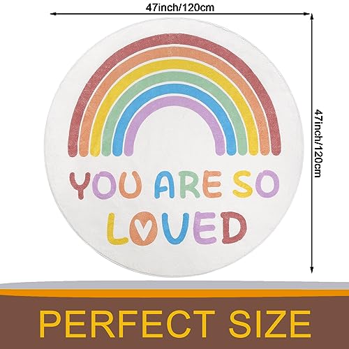 Enyhom Round 120cm/47.24inch Rainbow Kids Rug for Girls Bedroom Fluffy Circle Play Carpet Rugs - Image 3
