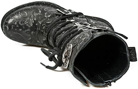 New Rock NEOTR005-S25 Vintage Floral Black Gothic Rock Punk Ladies Leather Fashion Calf Boots 42 | Image 7